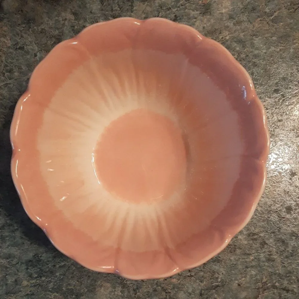 Pier 1 Pink Bowl Earthenware Flower Petals Audrey